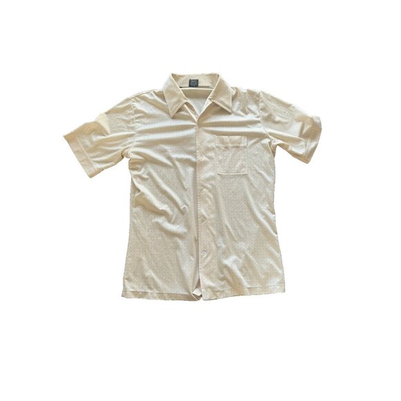 vtg JOEL OF CALIFORNIA Polkadot SHIRT Button Front Mod Disco Short Sleeve - Picture 1 of 7